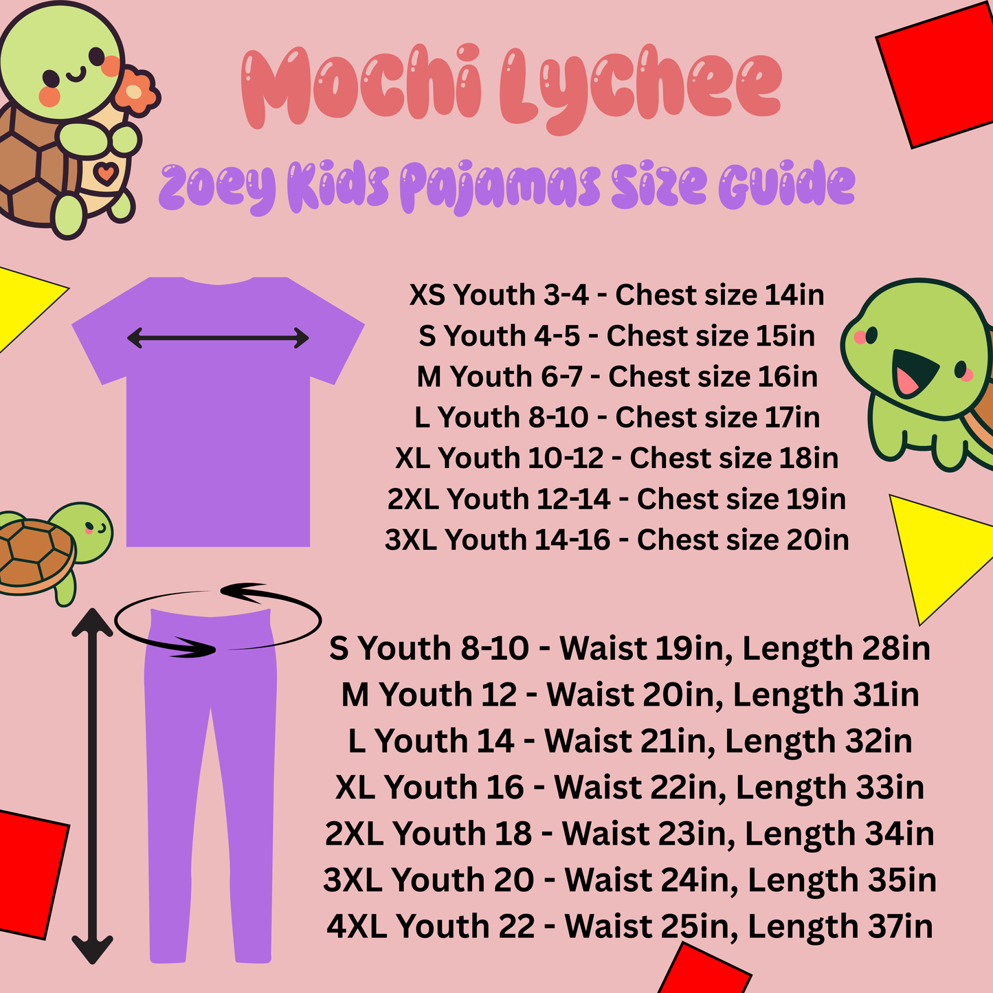 Kid Size - Zoey's Geometric Turtle Pajama Set – K-Pop Demon Hunters Edition for Lounging Nap Sleeping