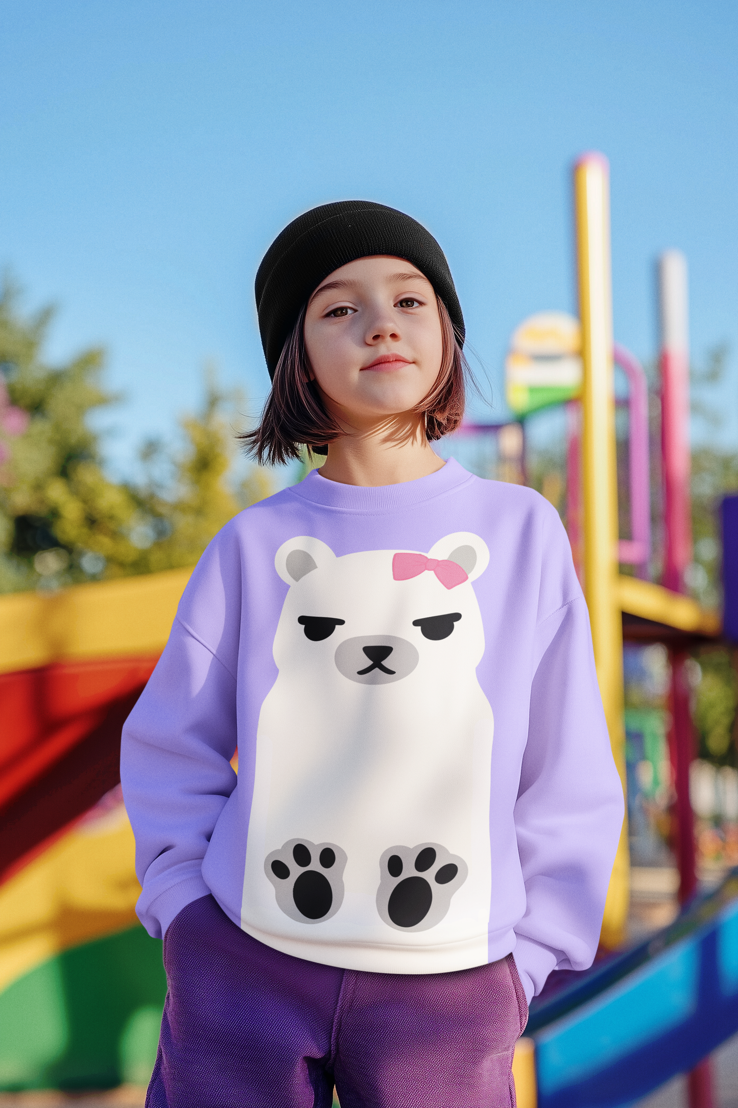 Youth Size - Mira Polar Bear Fleece Sweatshirt K-Pop Demon Hunters
